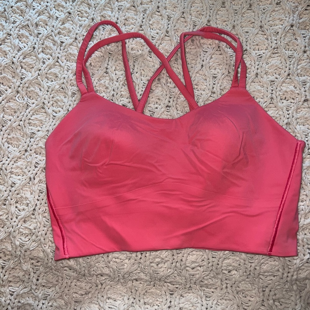 Lululemon like a cloud sports bra. Long lined.